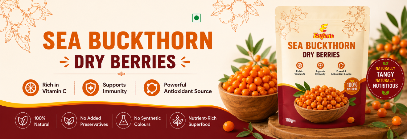 Eatfesto Sea Buckthorn Dry Berries – 100g Poster